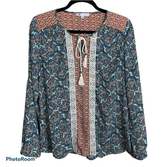DR2 Multi Color Floral‎ Peasant Blouse Long… - Picture 1 of 6